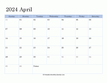 2024 printable calendar april