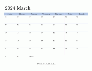 2024 printable calendar march