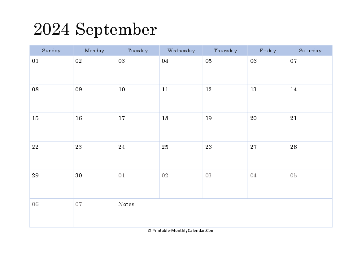 2024 printable calendar september