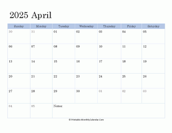 2025 printable calendar april