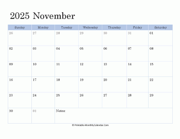 2025 printable calendar november