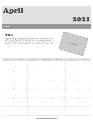 april 2021 snapshot calendar