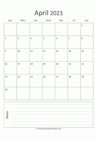 april 2023 printable calendar portrait