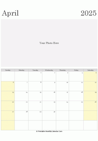 april 2025 photo calendar