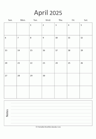april 2025 printable calendar portrait