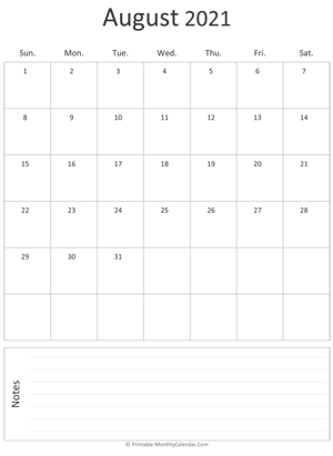 august 2021 printable calendar (portrait layout)