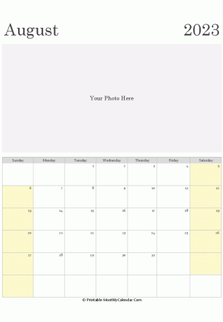 august 2023 photo calendar