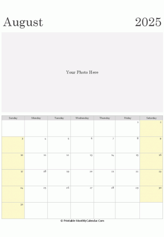 august 2025 photo calendar