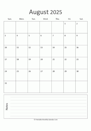 august 2025 printable calendar portrait
