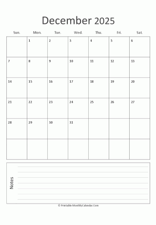 december 2025 printable calendar portrait