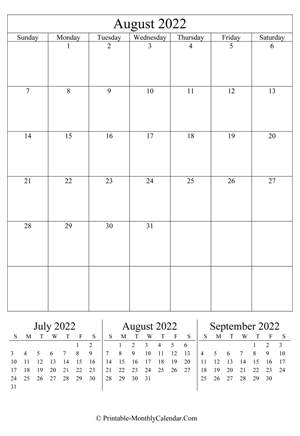 editable calendar august 2022