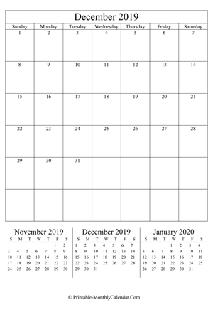 editable calendar december 2019