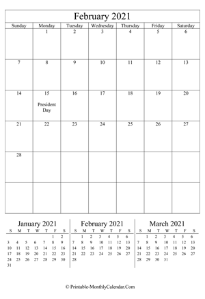 editable calendar february 2021
