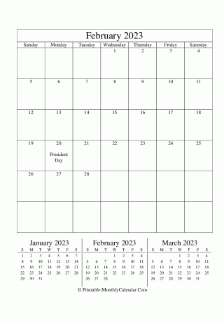 editable calendar february 2023