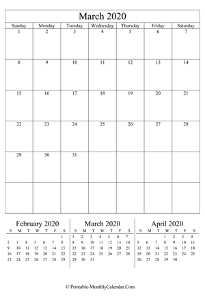 editable calendar march 2020
