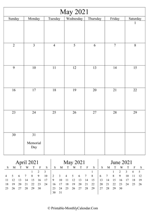 editable calendar may 2021