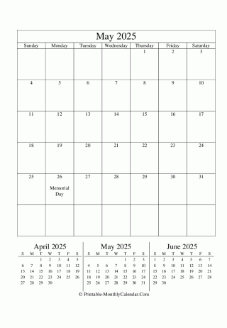 editable calendar may 2025
