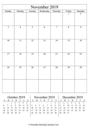 editable calendar november 2019