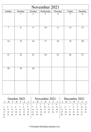editable calendar november 2021