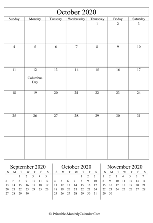 editable calendar october 2020