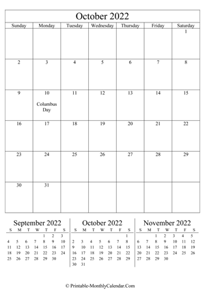 editable calendar october 2022