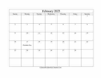 editable february 2025 calendar