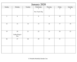 editable january 2020 calendar