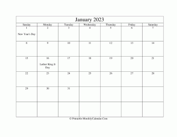 editable january 2023 calendar