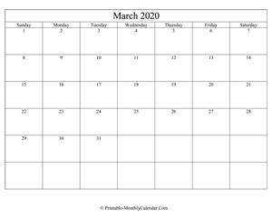 editable march 2020 calendar