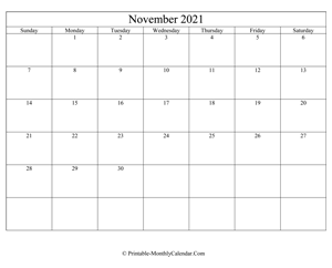 editable november 2021 calendar