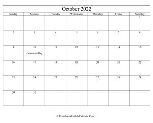 editable october 2022 calendar