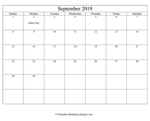 editable september 2019 calendar