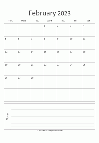 february 2023 printable calendar portrait