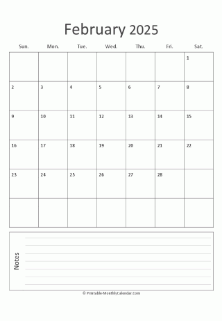 february 2025 printable calendar portrait