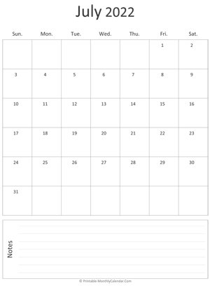 july 2022 printable calendar (portrait layout)
