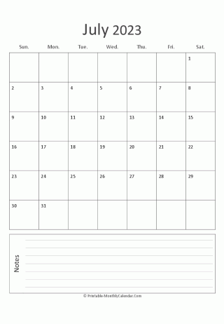 july 2023 printable calendar portrait
