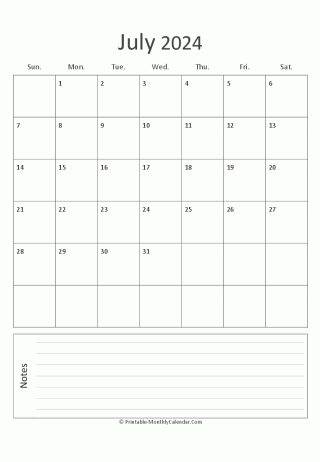 july 2024 printable calendar (portrait layout)