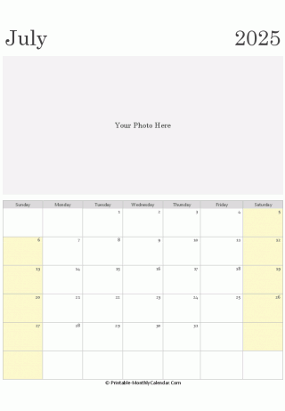 july 2025 photo calendar
