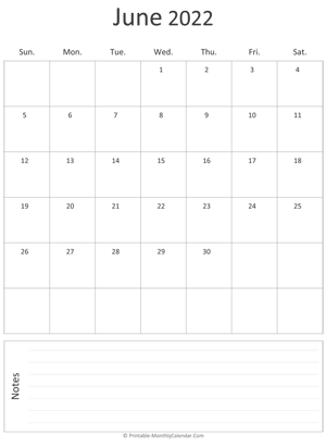 june 2022 printable calendar (portrait layout)