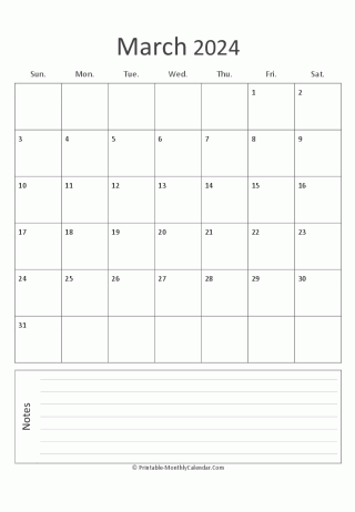march 2024 printable calendar portrait
