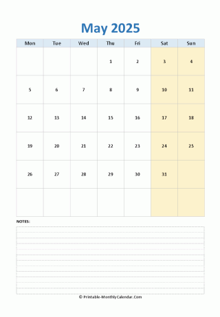 may 2025 editable calendar notes vertical