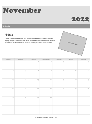 november 2022 snapshot calendar