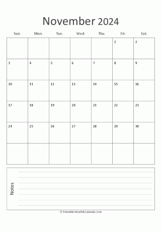 november 2024 printable calendar portrait