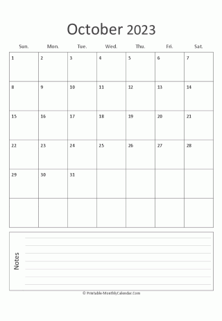 october 2023 printable calendar (portrait layout)
