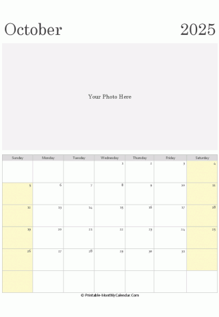 october 2025 photo calendar