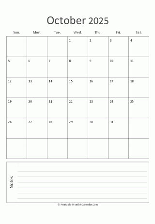 october 2025 printable calendar (portrait layout)