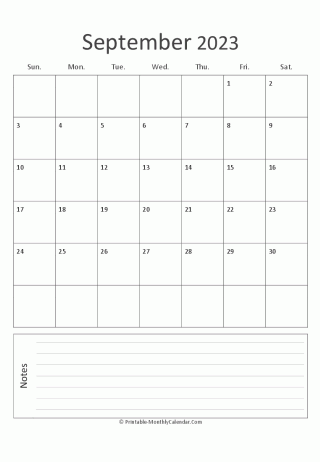 september 2023 printable calendar portrait