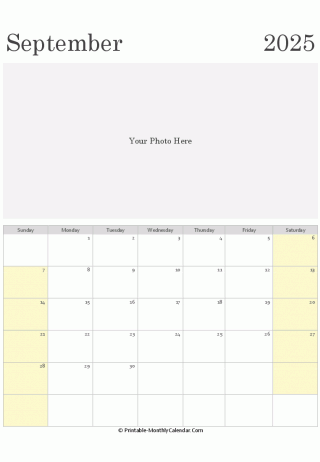 september 2025 photo calendar