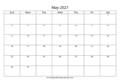 Blank May 2027 Calendar