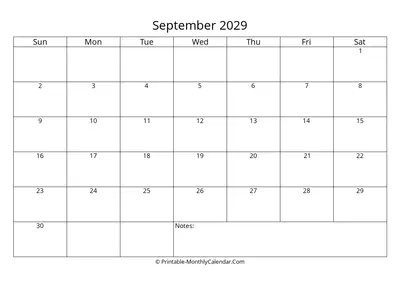Printable 2029 September Calendar